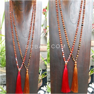 4color tassels necklace radraksha pendant with agate bead stone 